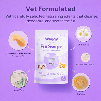 FurSwipe™ No-Rinse Cleaning Pet Mitts